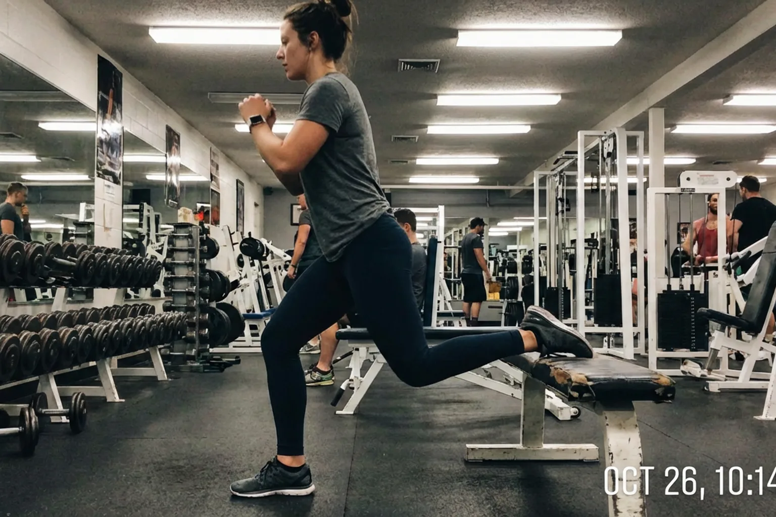 Candid iPhone photo of an athletic woman doing a <a href=